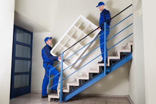 Commercial moving team planning a business relocation in Feltham