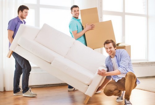 Local moving van preparing for a residential move in Feltham