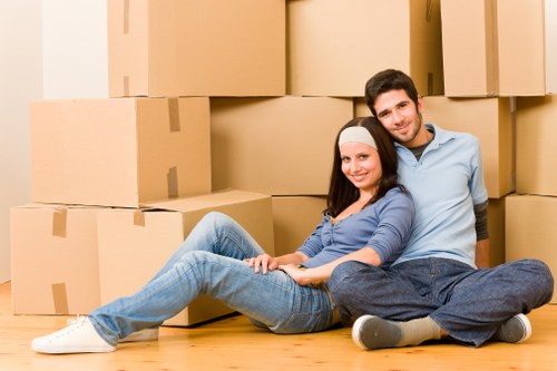 Removal team planning a house move in Feltham outside a residential property
