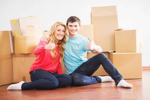 Packed boxes and furniture ready for local relocation