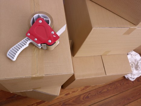 Household boxes and furniture prepared for relocation