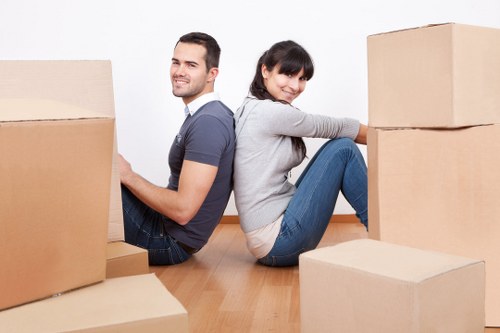 Local office relocation process in Feltham with business equipment