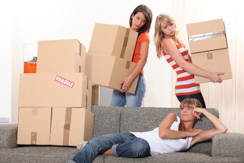 Packed household items ready for transport during a Feltham relocation